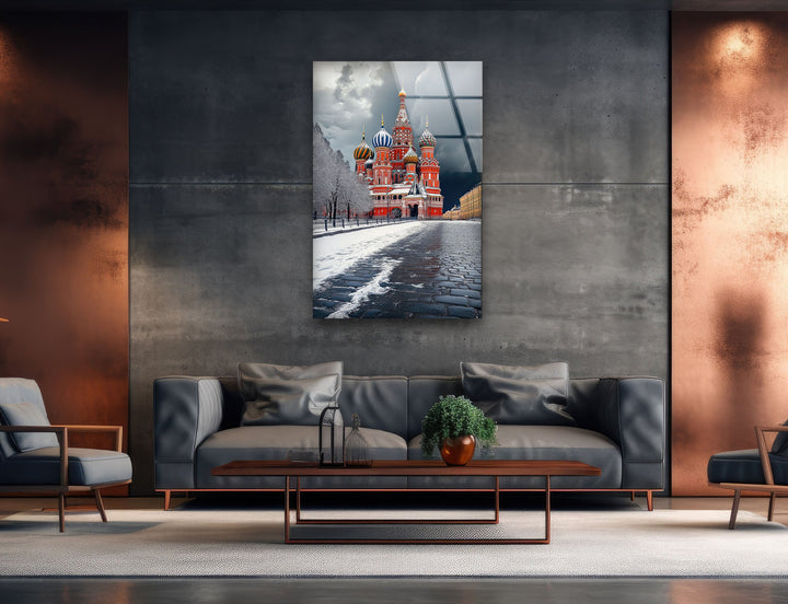 Snowy Moscow Saint Basils Glass Wall Art glass photo prints, glass picture prints
