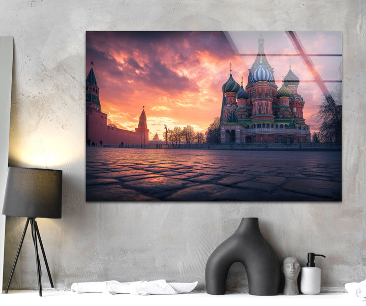 Sunset Moscow Landscape Glass Wall Art glass wall decor, glass wall art decor

