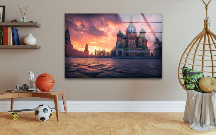 Sunset Moscow Landscape Glass Wall Art stained glass wall art, stained glass wall decor
