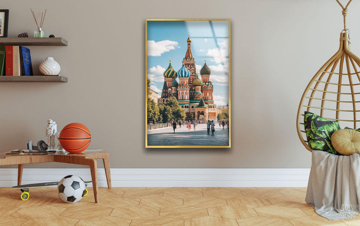 Moscow Saint Basils Glass Wall Art picture on glass wall art, photos printed on glass

