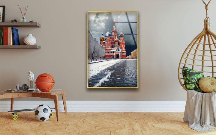 Snowy Moscow Saint Basils Glass Wall Art glass pictures for Wall, glass prints wall art
