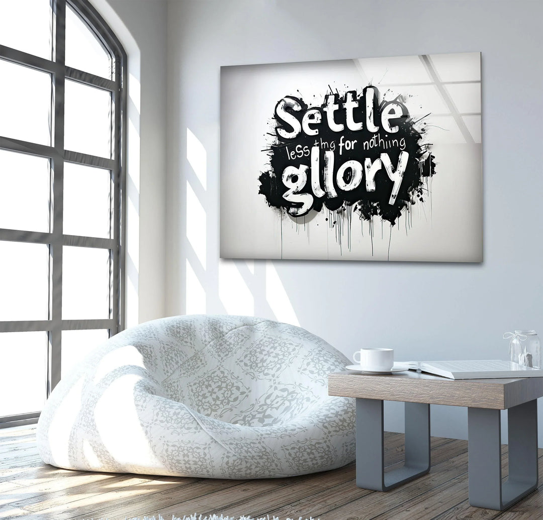 Modern graffiti wall decor with inspirational message and paint splatter design.