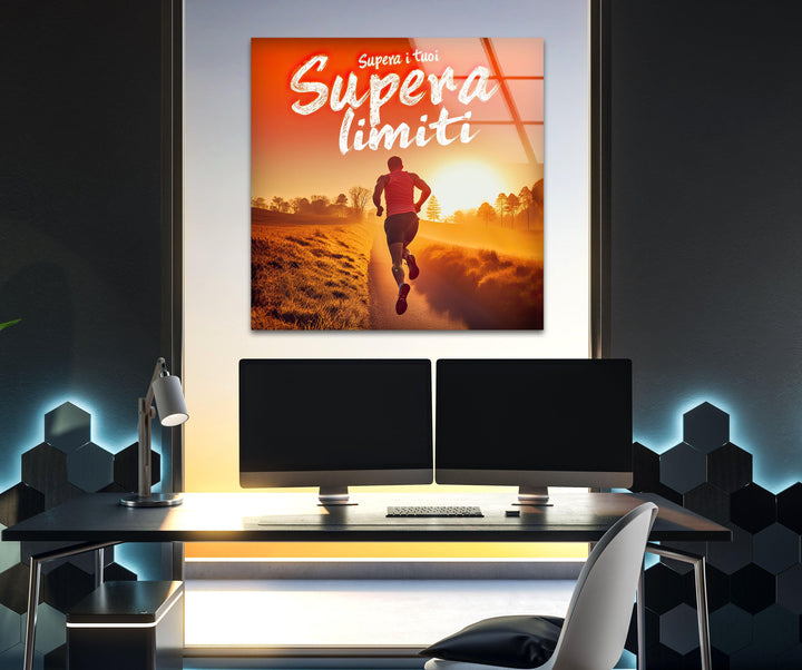 Motivational Runner Glass Wall Art glass photo prints, glass picture prints

