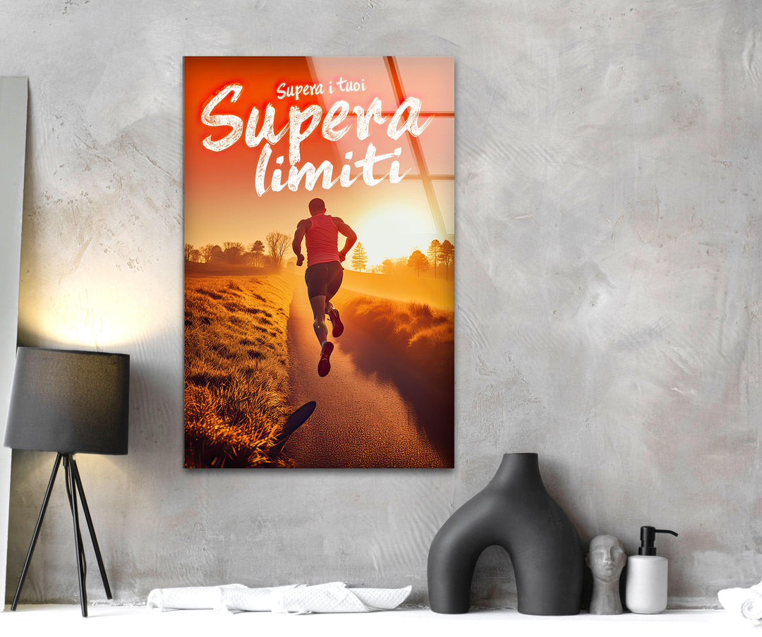 Motivational Runner Glass Wall Art custom glass pictures, glass art prints
