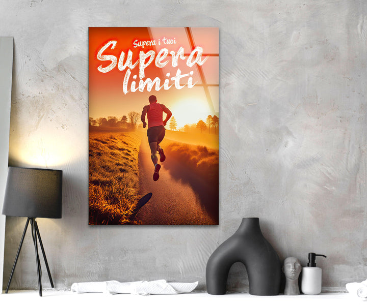 Motivational Runner Glass Wall Art custom glass pictures, glass art prints
