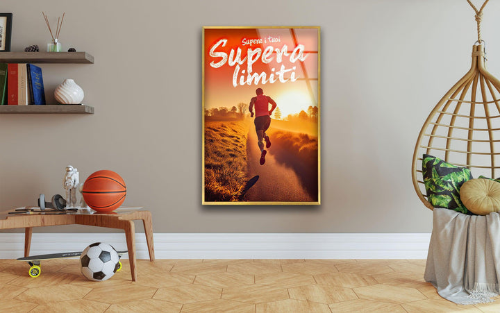 Motivational Runner Glass Wall Art photo print on glass, prints on glass wall art
