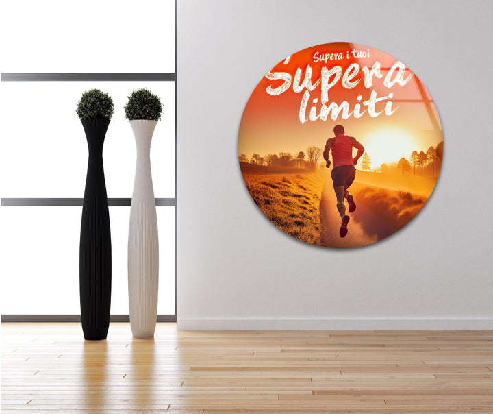 Motivational Runner Glass Wall Art custom glass photo prints, large glass prints
