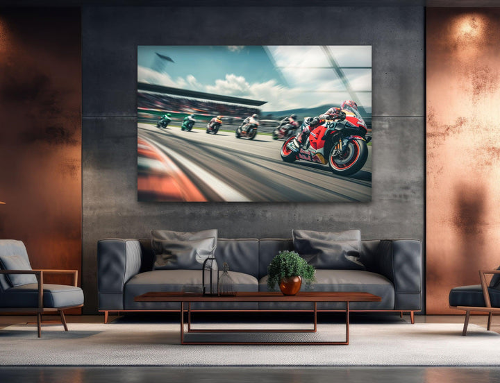 Motorcycle Racing Tempered Glass Wall Art - MyPhotoStation