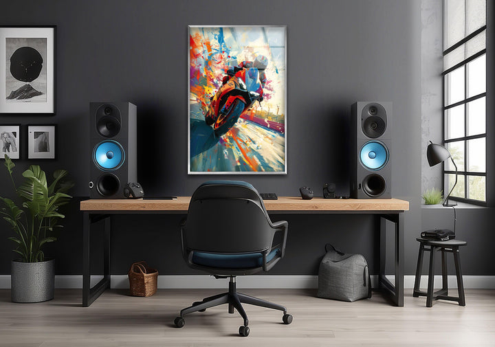 Motorcycle Rider Tempered Glass Wall Art - MyPhotoStation