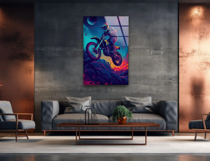 Motorcycle Rider Tempered Glass Wall Art - MyPhotoStation