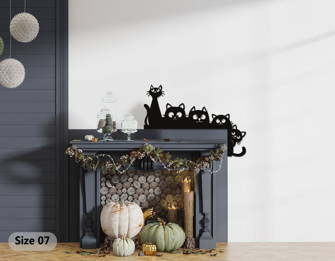 Multiple cats metal wall decoration for living room design