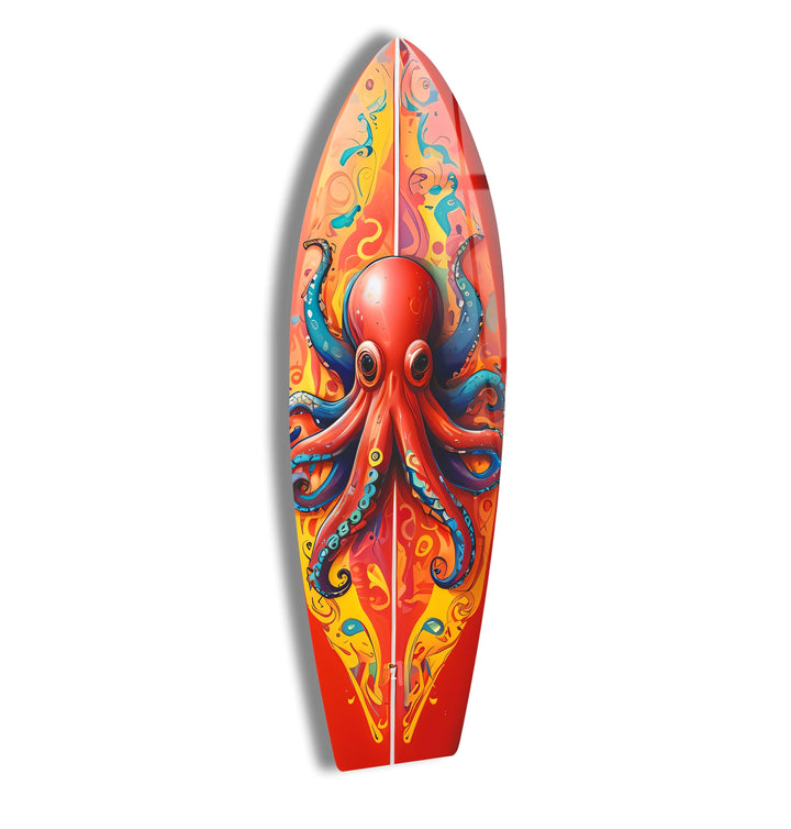 Colorful Octopus Surfboard Wall Art