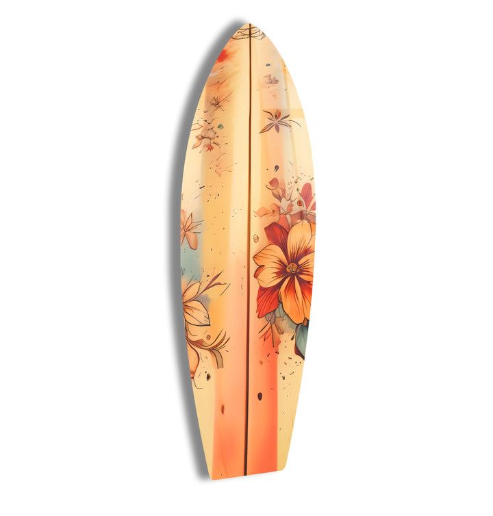 Beige Blumen Kunst Surfbrett Wandkunst