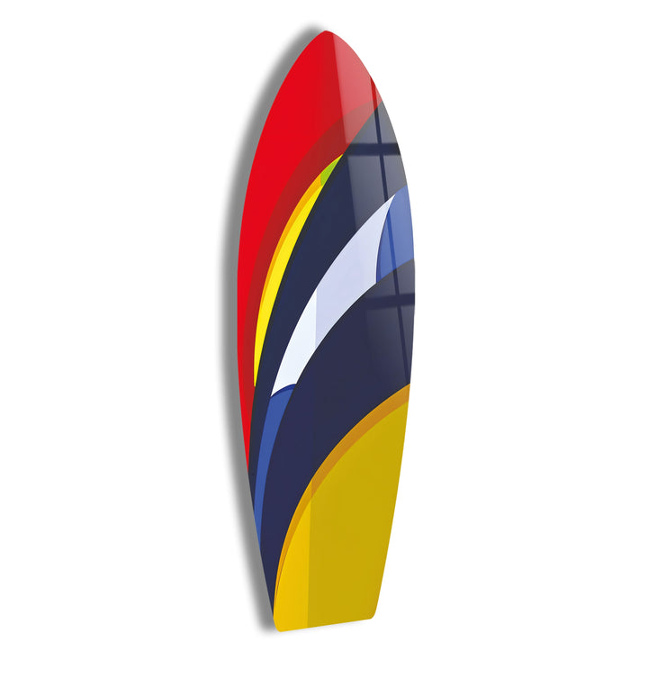Surfbrett-Wandkunst in Gelb und Dunkelblau