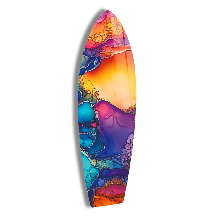 Farbig gebeizte Surfbrett-Wandkunst