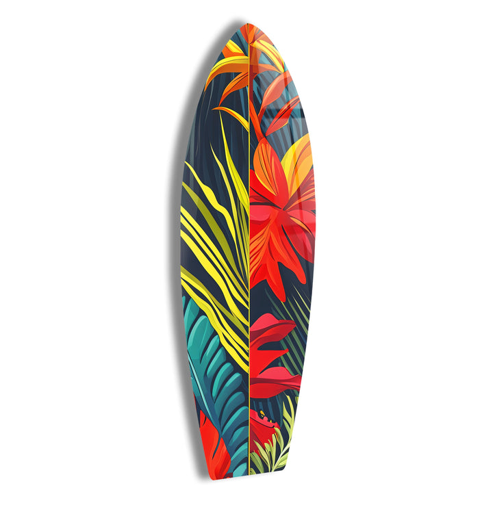 Rotes botanisches Surfbrett-Wandbild