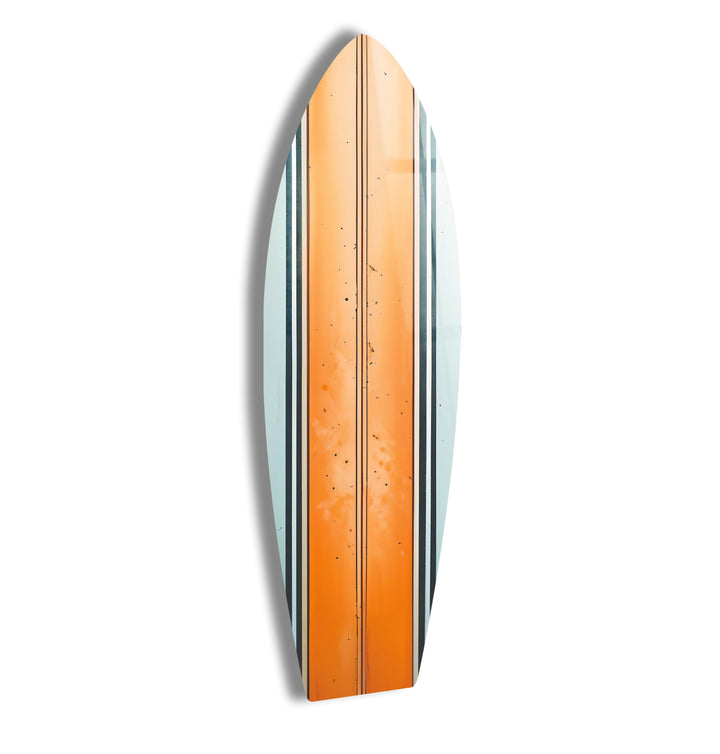 Orange weiße Linien Surfbrett Wandkunst