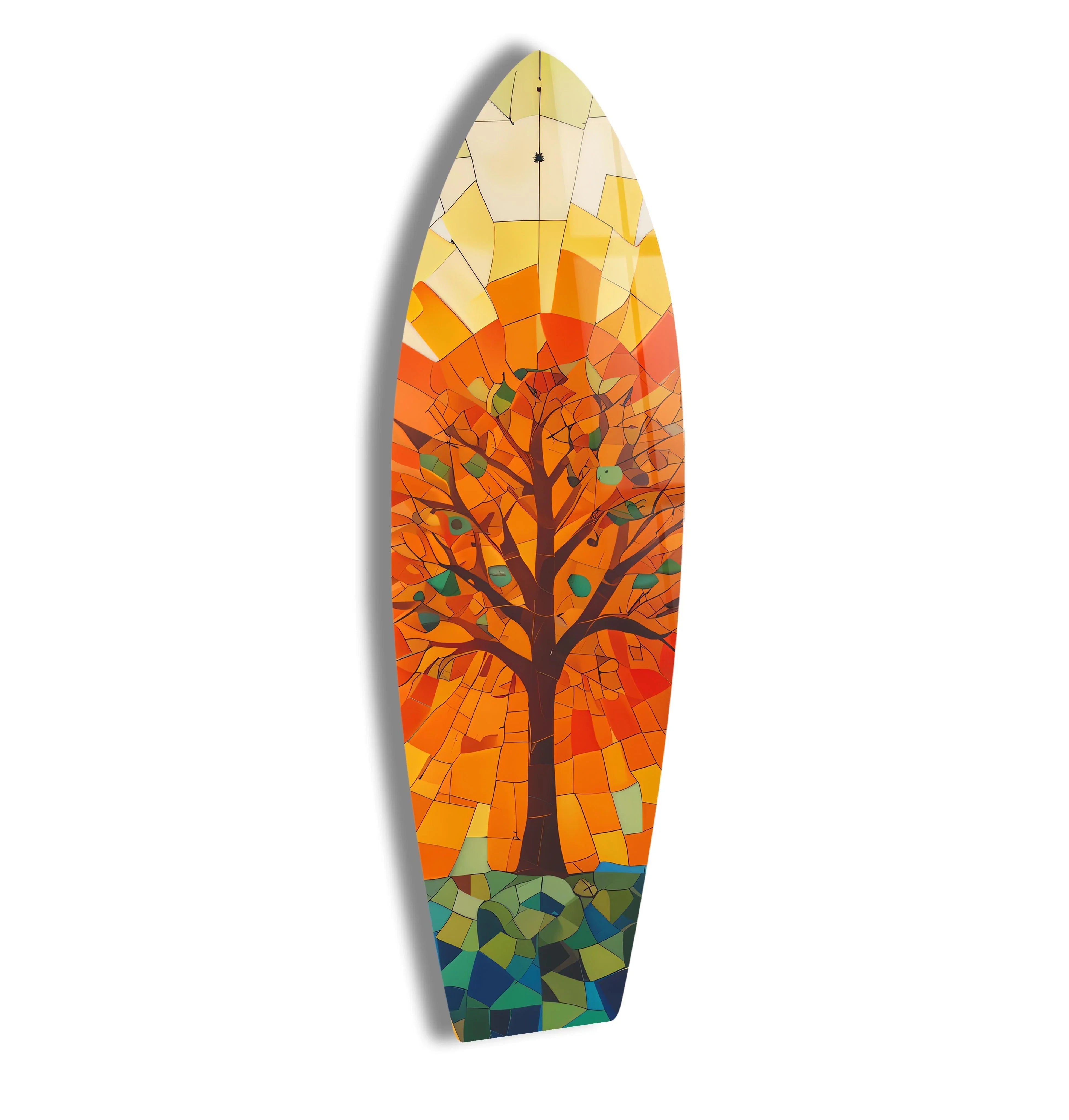 Stained Tree Surfboard Glass Wall Art – Unique Decor – MyPhotoStation