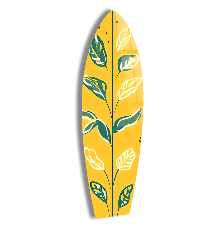 Gelb-Grüne Blätter Surfbrett Wandkunst