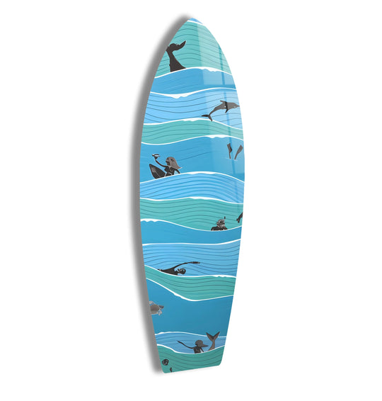 SurfBoard with marine design and 8K UV printing is sea details surfboard wall art and ocean wall art plus durable coastal vibes