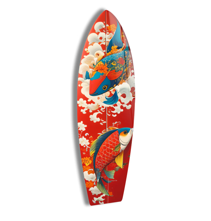 Koi Fisch Surfbrett Wandkunst