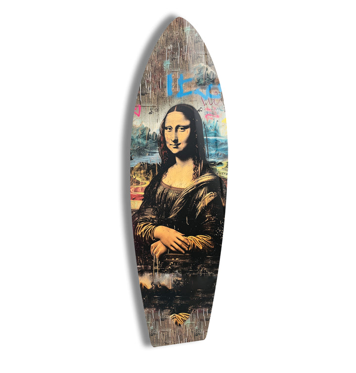Mona Lisa Graffiti Surfbrett Wandkunst – Urban Street Pop Art Dekor