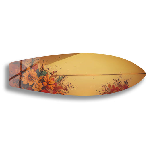 Tempered glass ensures the flower beige surfboard decorative wall art's lasting beauty, displaying the floral design with exceptional clarity and durability.
