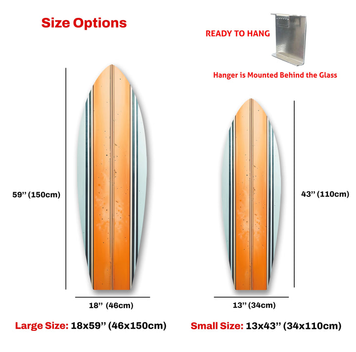 Orange weiße Linien Surfbrett Wandkunst