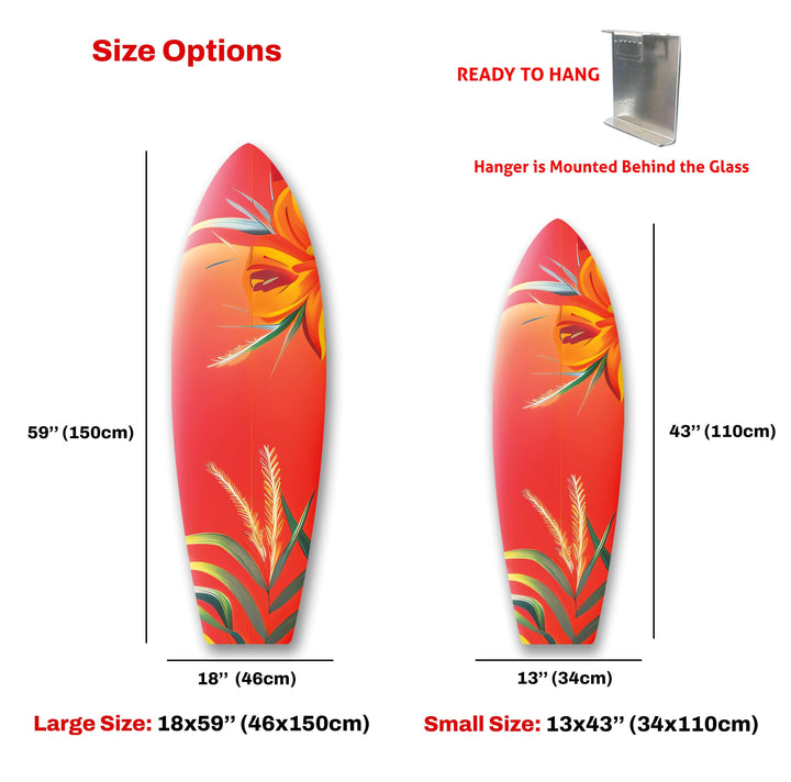 Botanisches rotes Surfbrett-Wandbild