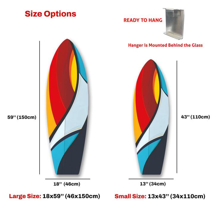 Red Blue Surfboard Wall Art