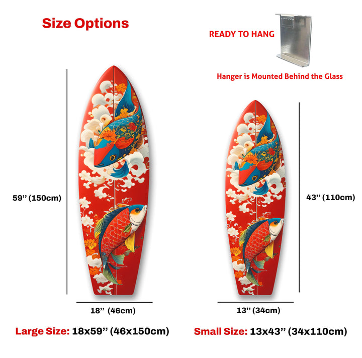 Koi Fisch Surfbrett Wandkunst