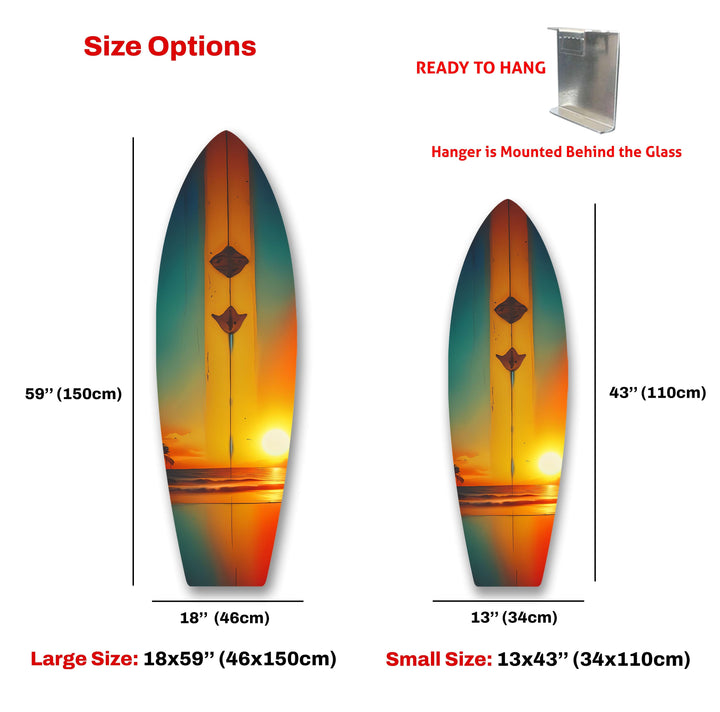 Tropischer Sonnenuntergang Surfbrett Wandkunst – Ozean Sonnenuntergang Strand Dekor
