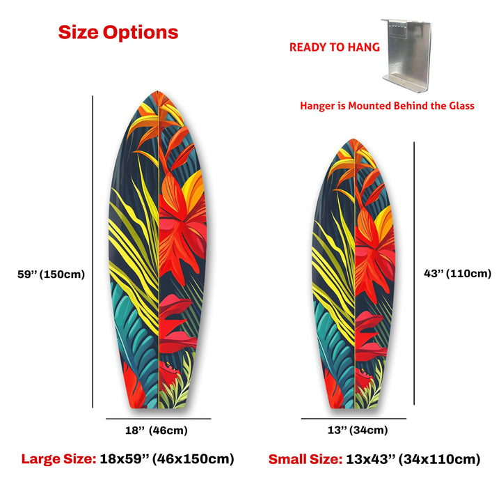 Rotes botanisches Surfbrett-Wandbild