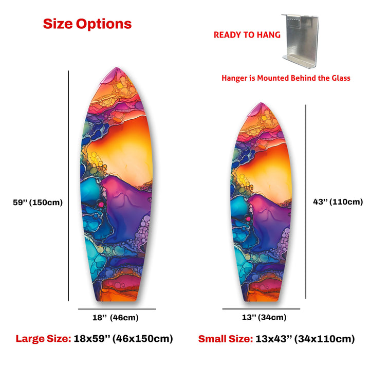 Farbig gebeizte Surfbrett-Wandkunst