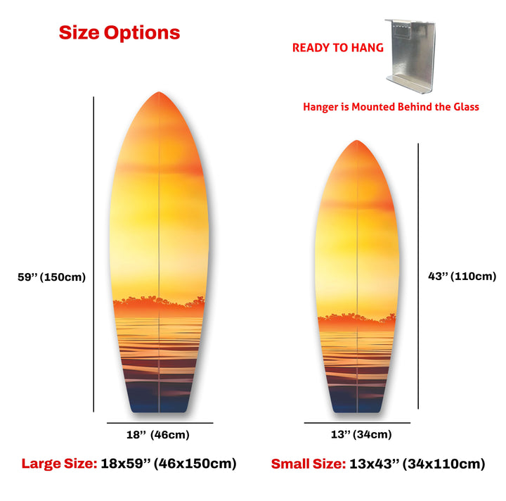Orange Sonnenuntergang Surfbrett Wandkunst