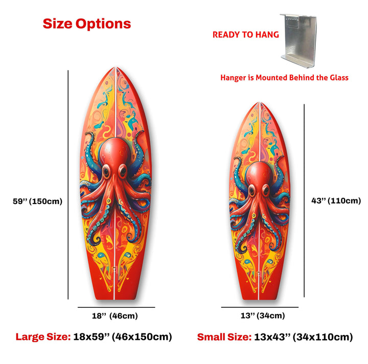 Colorful Octopus Surfboard Wall Art