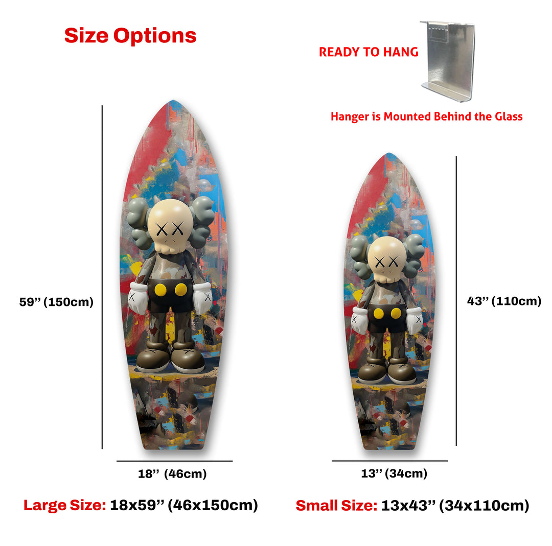 Graffiti Surfboard Wall Art – Contemporary Urban Pop Figurine Decor