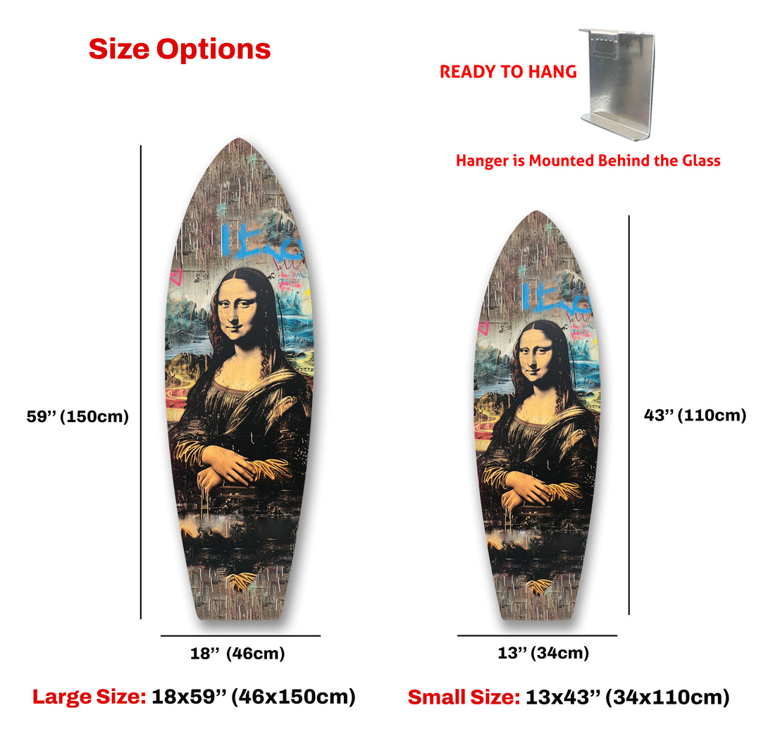 Mona Lisa Graffiti Surfbrett Wandkunst – Urban Street Pop Art Dekor