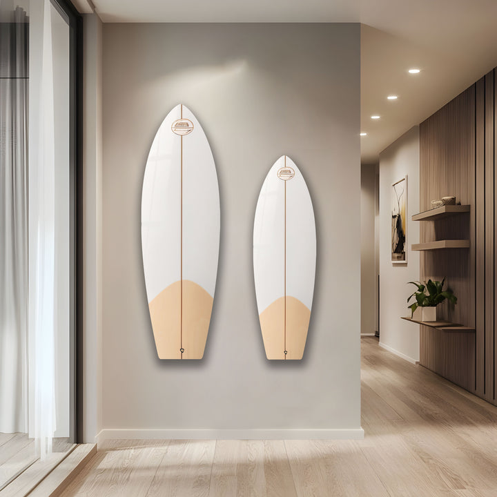 Brown White Surfboard Wall Art