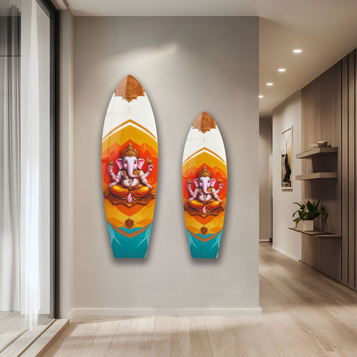 Pinkes Buddha-Surfbrett-Wandbild