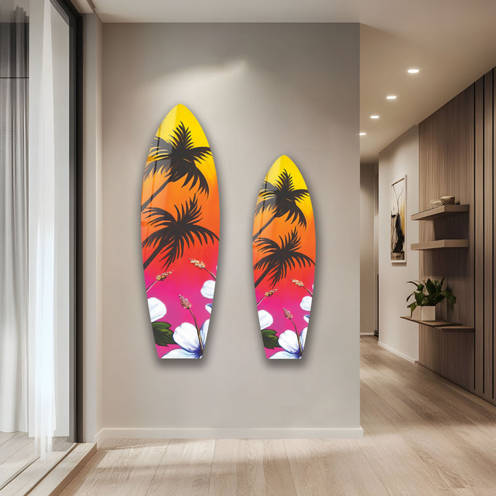 Weiche tropische Surfbrett-Wandkunst