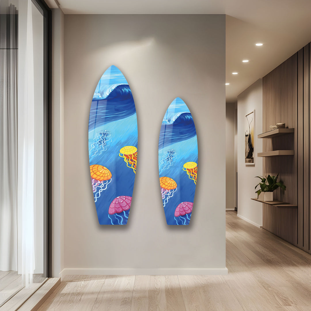 Quallen Surfbrett Wandkunst