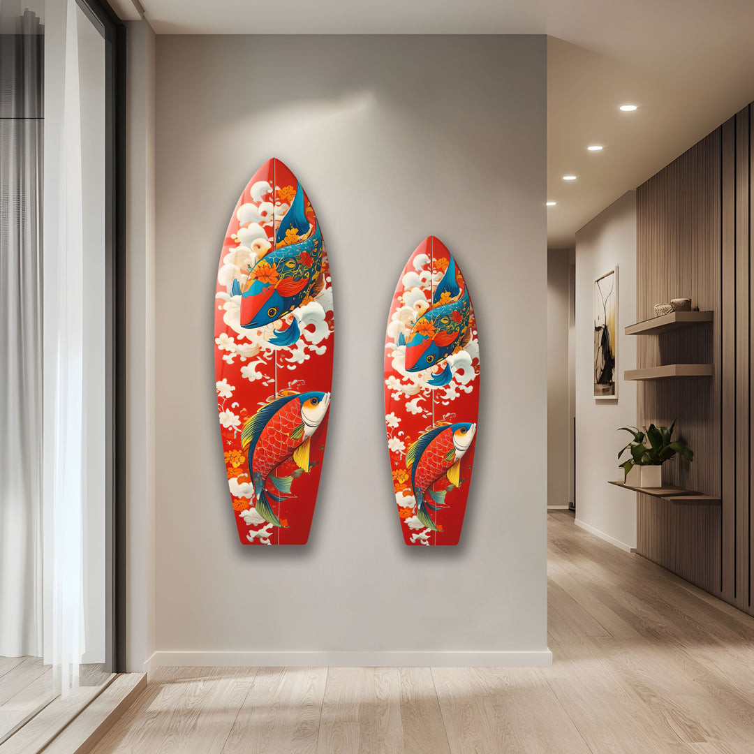 Koi Fisch Surfbrett Wandkunst