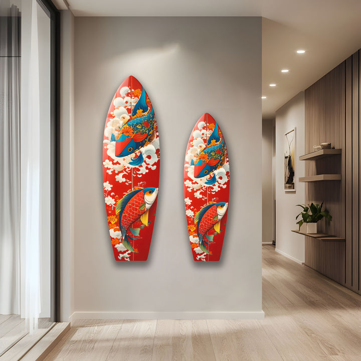 Koi Fisch Surfbrett Wandkunst