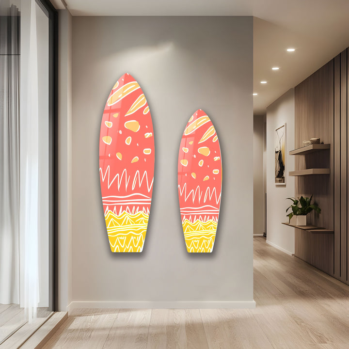 Pink Art Surfbrett Wandkunst