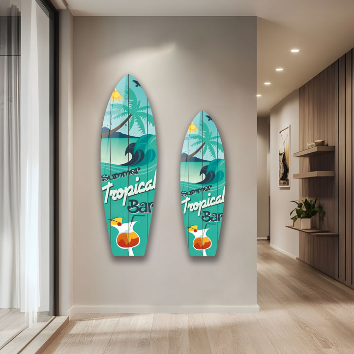 Sommerliche tropische Surfbrett-Wandkunst