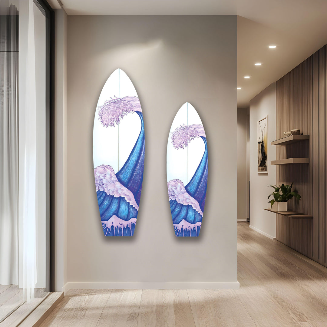 Lila Meereswelle Surfbrett Wandkunst