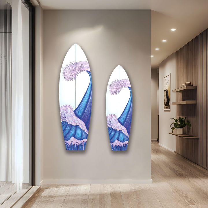 Lila Meereswelle Surfbrett Wandkunst