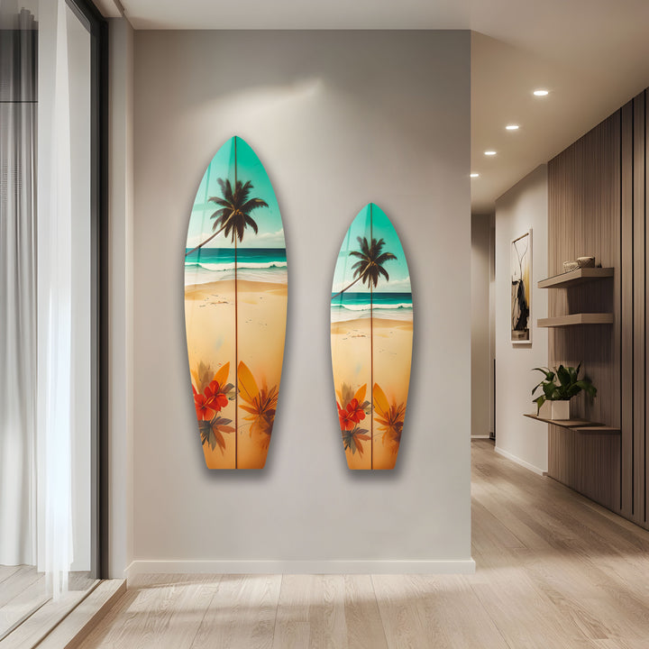 Tropical Palm Surfboard Wall Art – Coastal Beach Decor