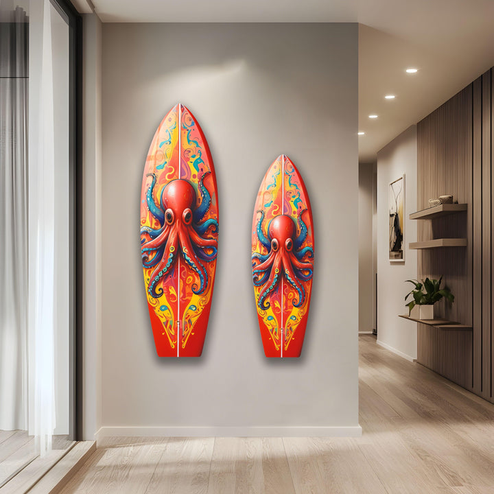 Colorful Octopus Surfboard Wall Art